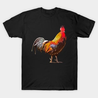 Easter Egger Chicken Rooster Watercolor Painting T-Shirt